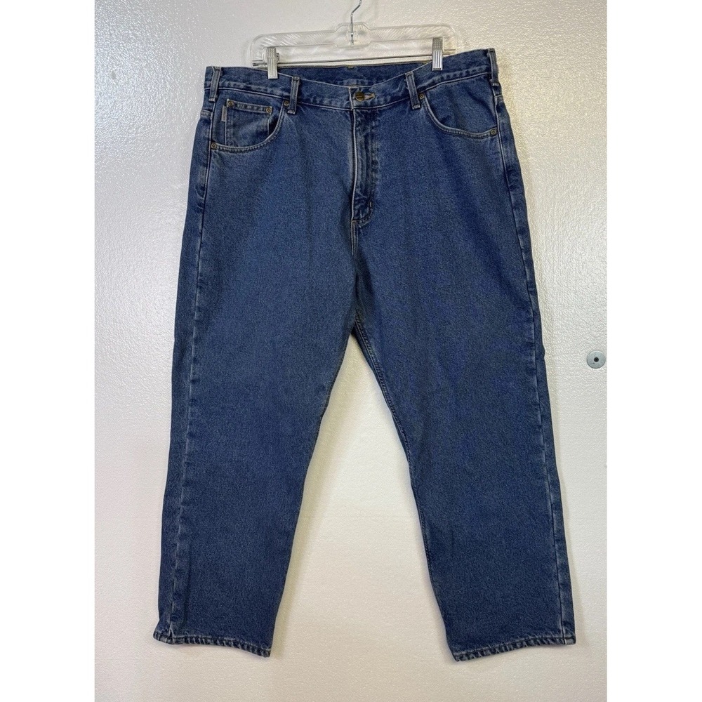 Carhartt B172 DST Relaxed Fit Flannel Lined Denim Jean Pants Mens‎ Sz 40x30 Work